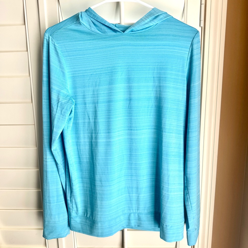 Lands'‎ End Girls Hoodie Aqua Blue Long Sleeve Top XL 14-16 Lightweight